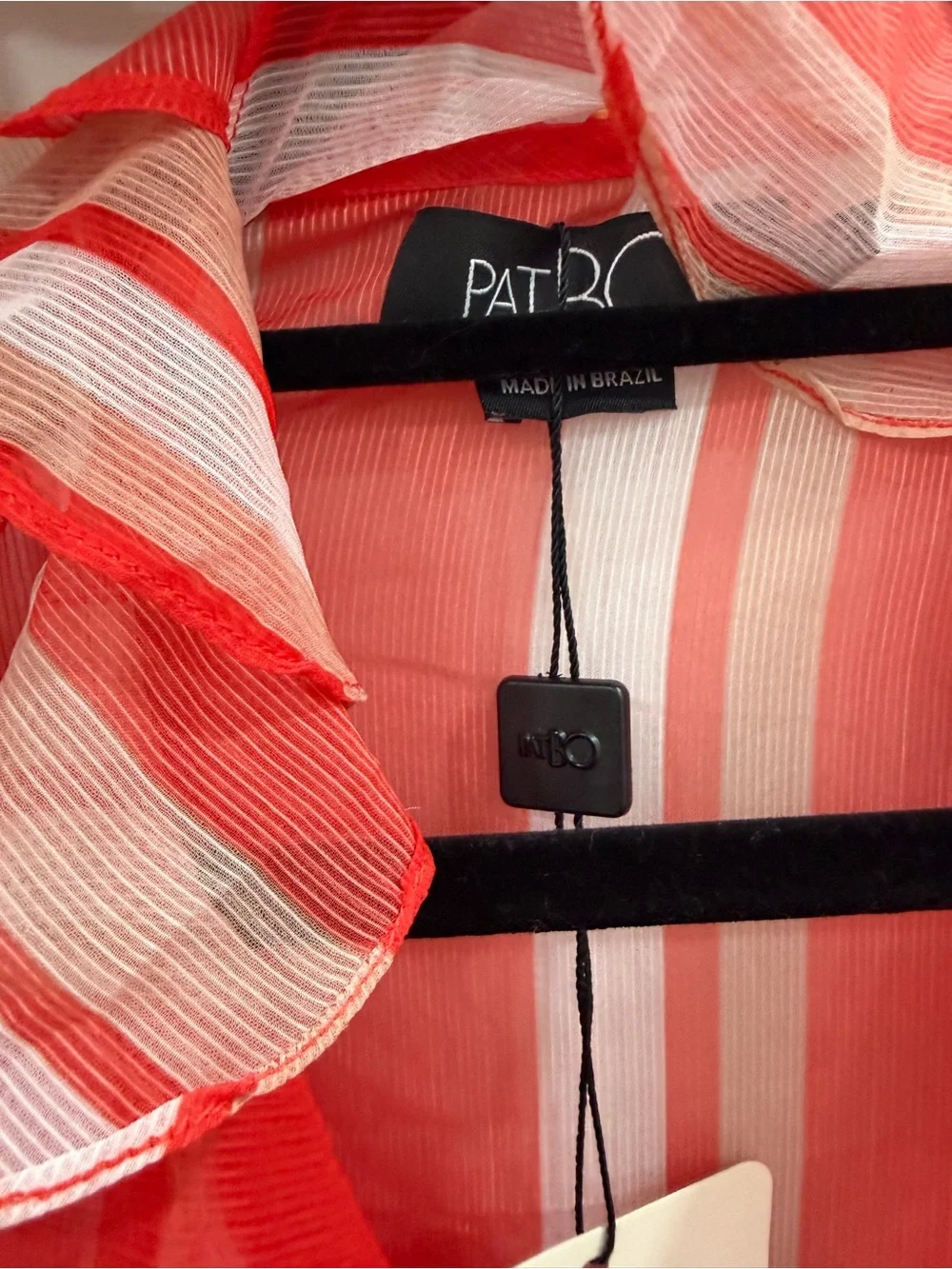 PatBO Red and White Striped Sheer Ruffle Robe Cover